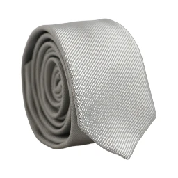 Men Light Gray Textured Silk Adjustable Tied Necktie Tie