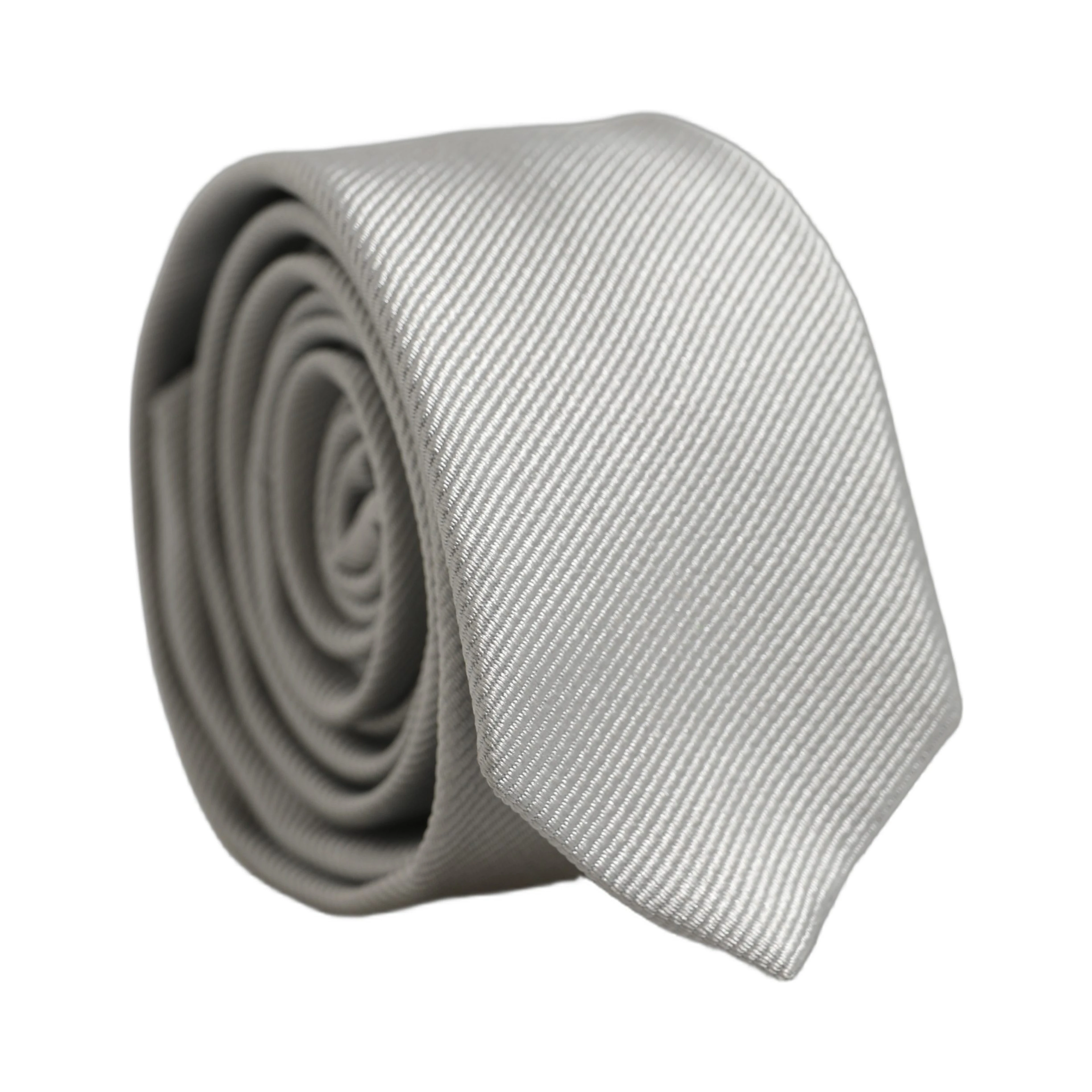 Men Light Gray Textured Silk Adjustable Tied Necktie Tie