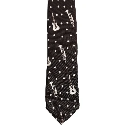 Black Musical Instrument Silk Adjustable Tied Necktie Tie