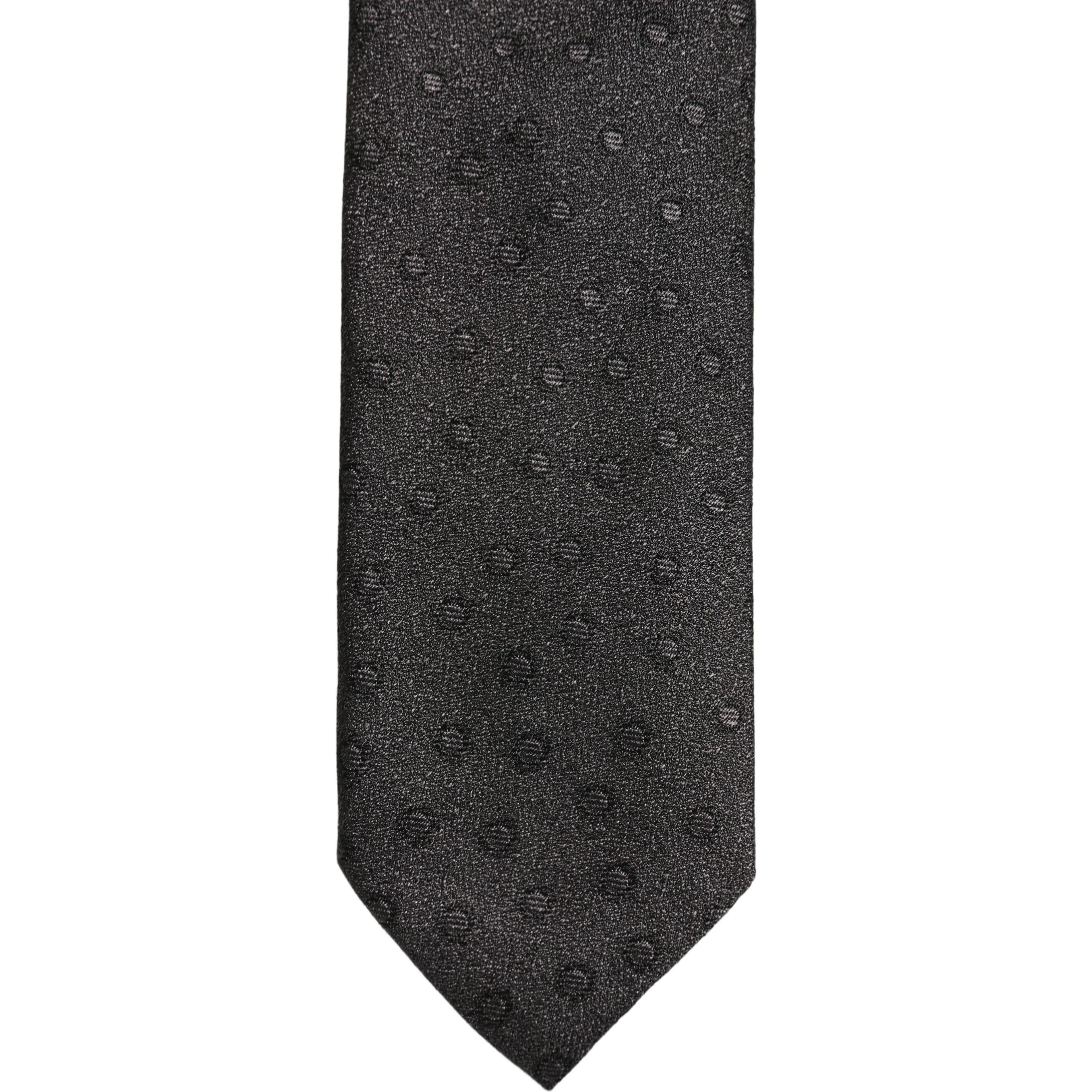 Men Black Polka Dot Silk Adjustable Tied Necktie Tie
