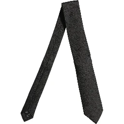 Men Black Silk Geometric Adjustable Tied Necktie Tie