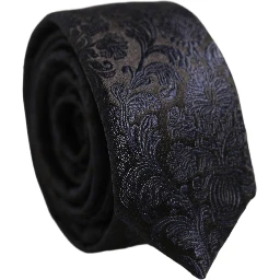Men Dark Blue Floral Jacquard Adjustable Tied Necktie Tie
