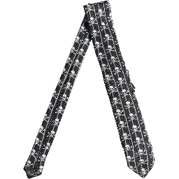 Men Black Silk Skull Fantasy Adjustable Tied Necktie Tie