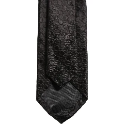 Men Black Silk Geometric Adjustable Tied Necktie Tie