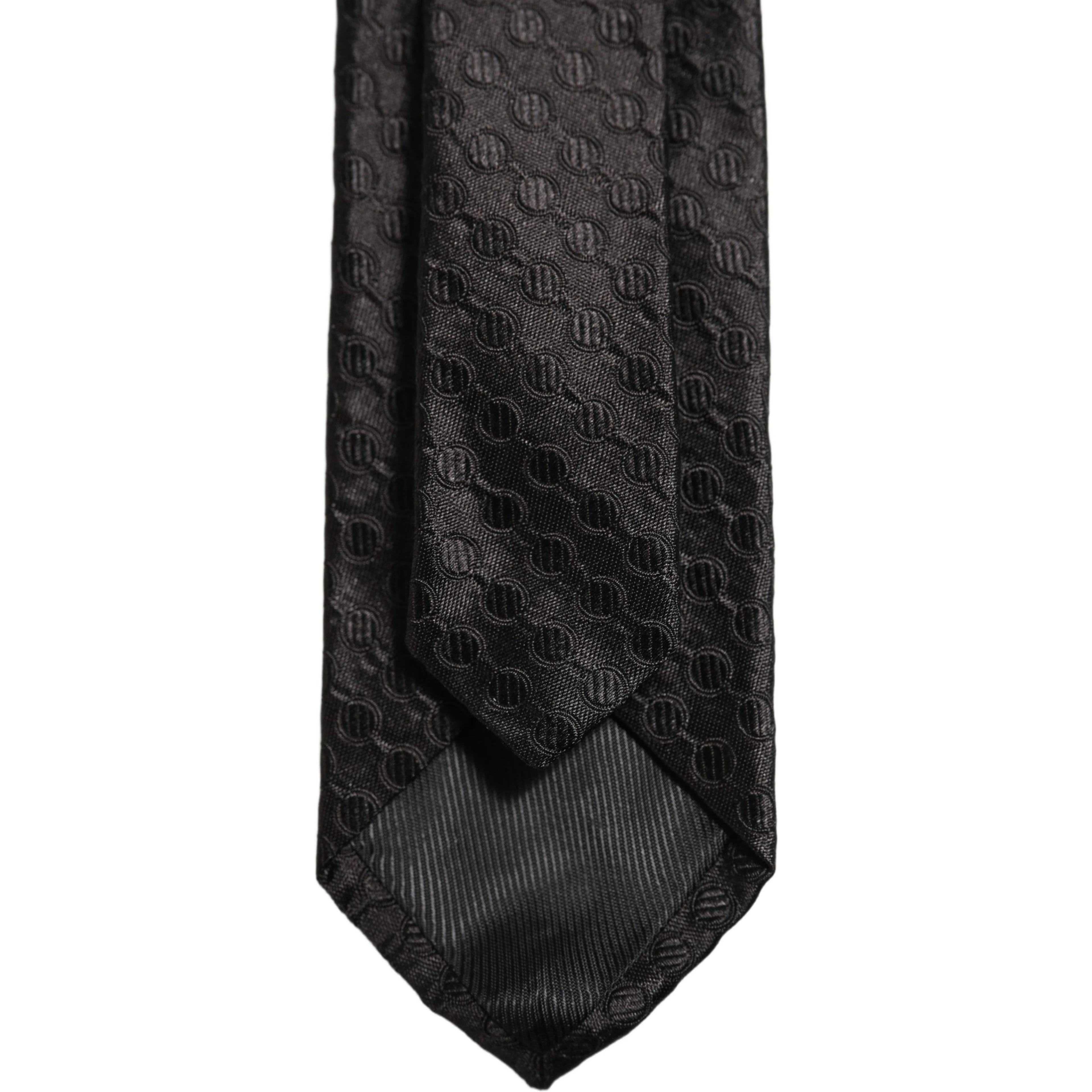 Men Black Silk Geometric Adjustable Tied Necktie Tie