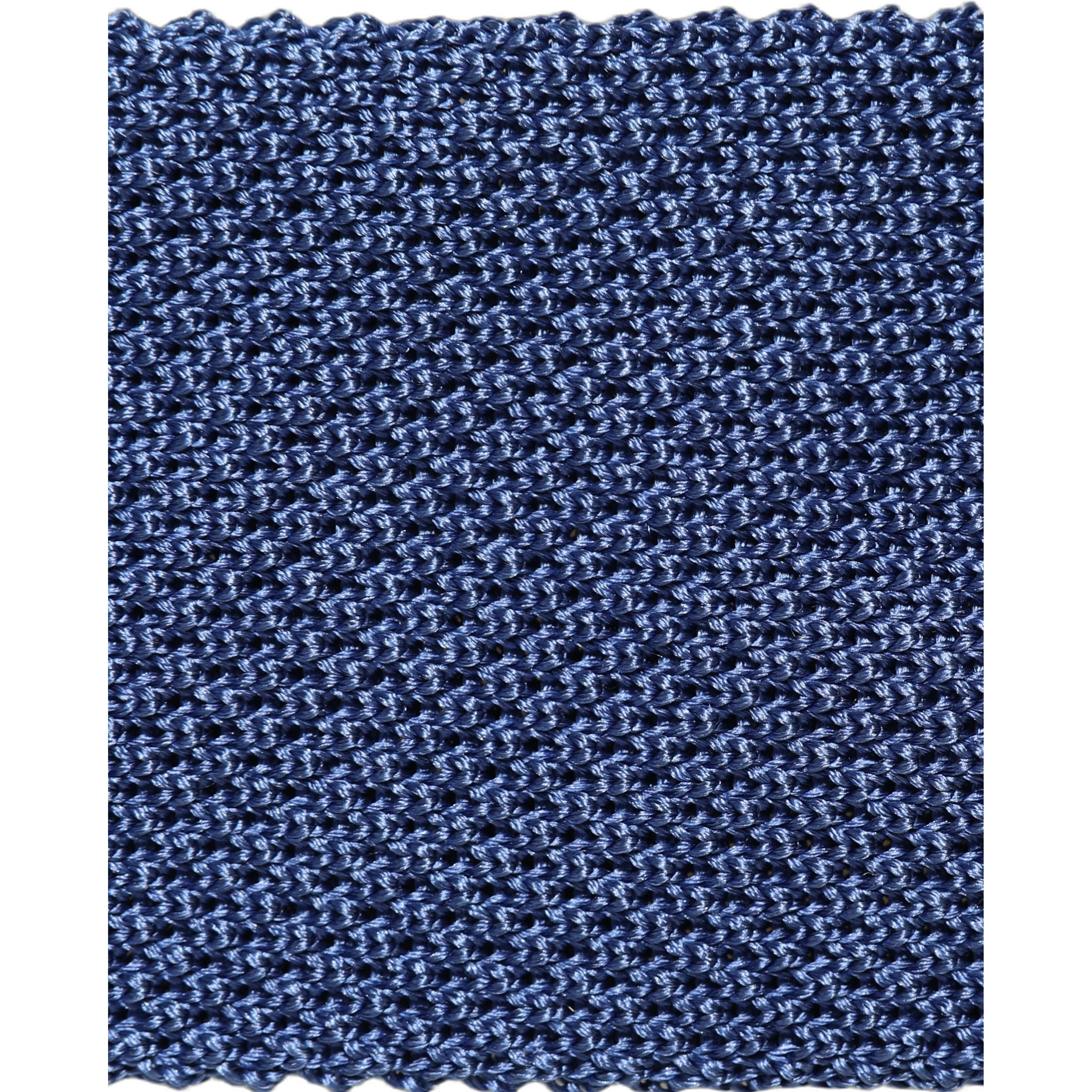 Men Blue Silk Knitted Skinny Adjustable Tied Necktie Tie