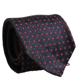 Men Dark Blue Geometric Silk Adjustable Tied Necktie Tie