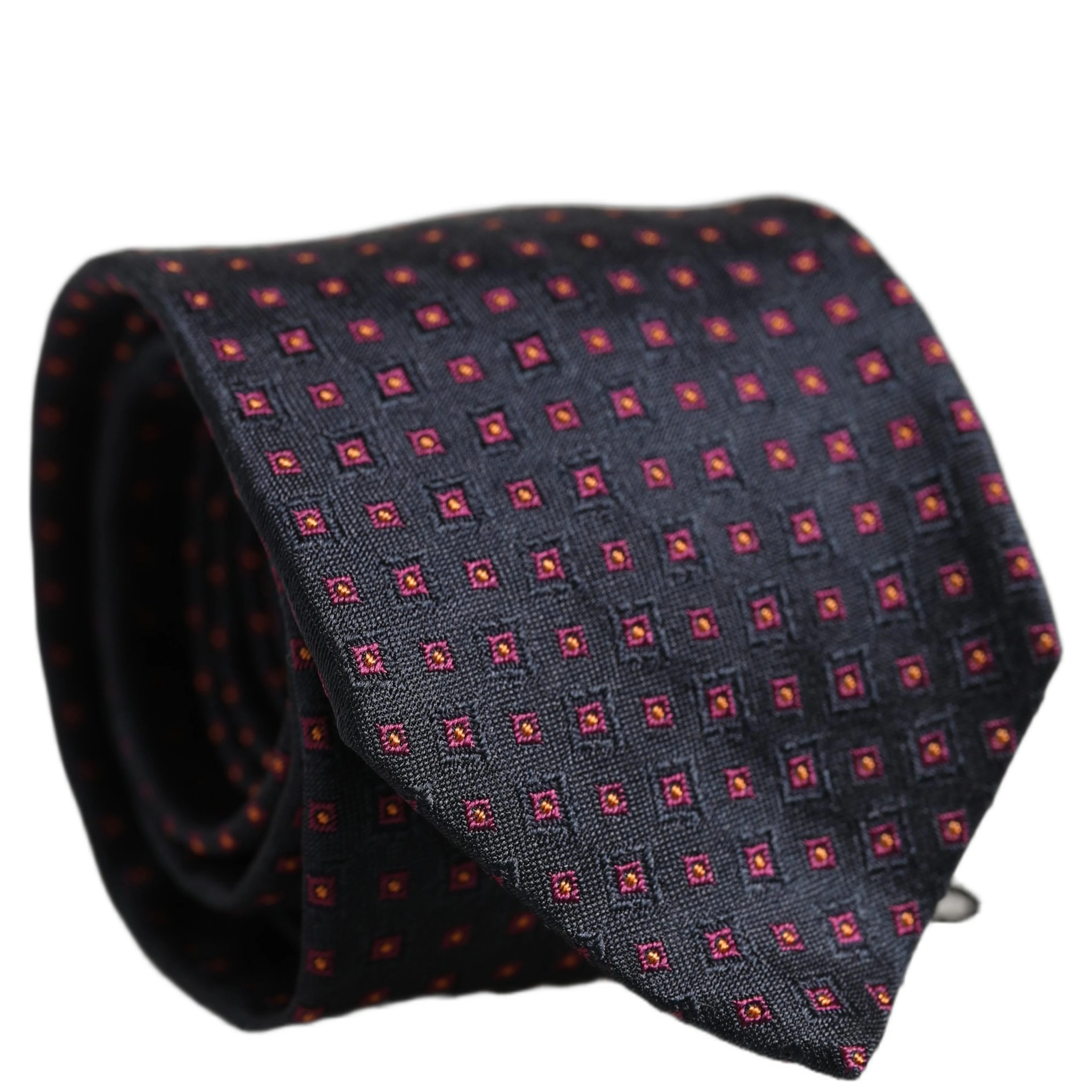 Men Dark Blue Geometric Silk Adjustable Tied Necktie Tie