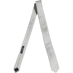 Men Light Gray Textured Silk Adjustable Tied Necktie Tie