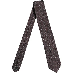 Men Brown Geometric Silk Adjustable Tied Necktie Tie