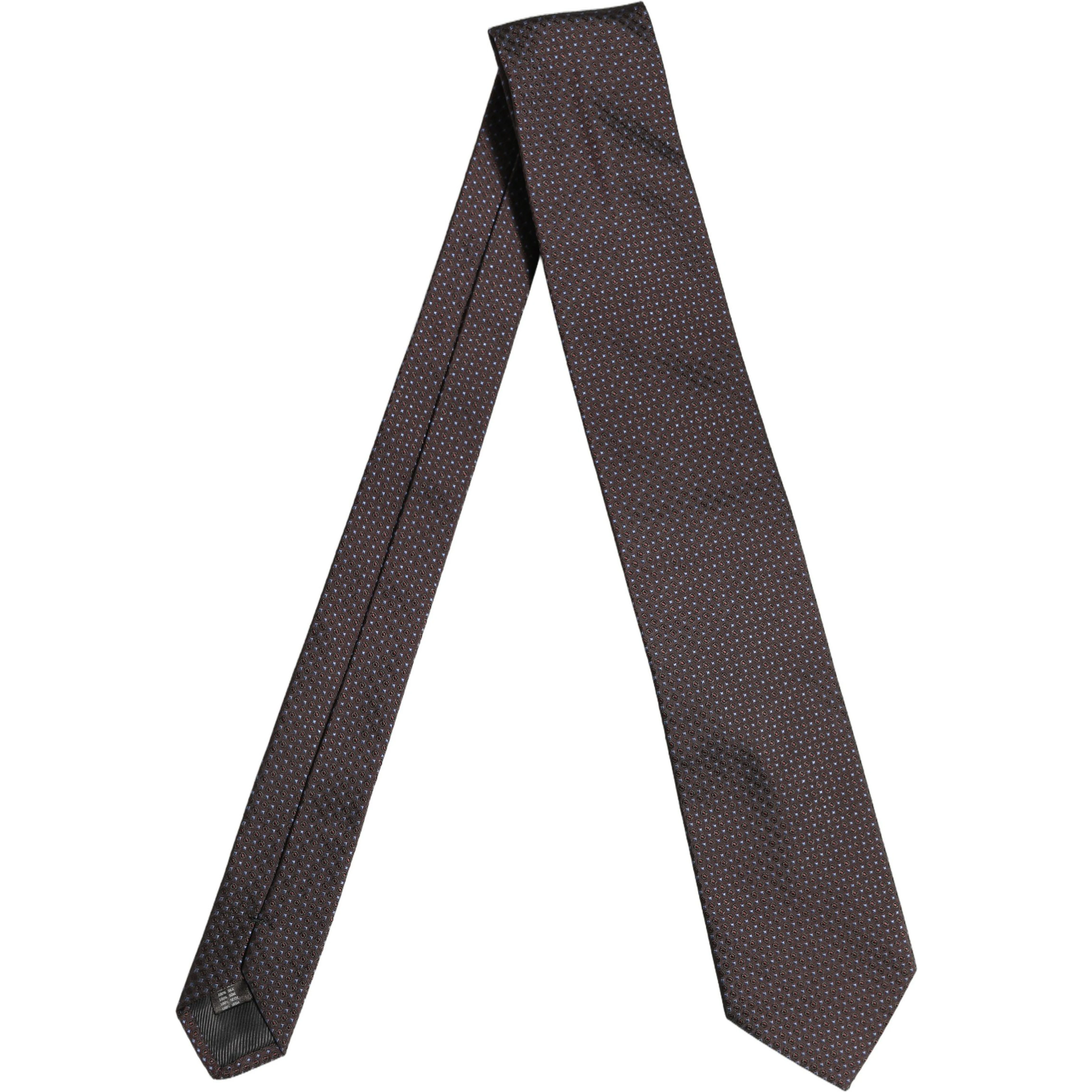 Men Brown Geometric Silk Adjustable Tied Necktie Tie