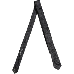 Men Black Floral Jacquard Adjustable Tied Necktie Tie