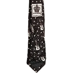 Black Musical Instrument Silk Adjustable Tied Necktie Tie