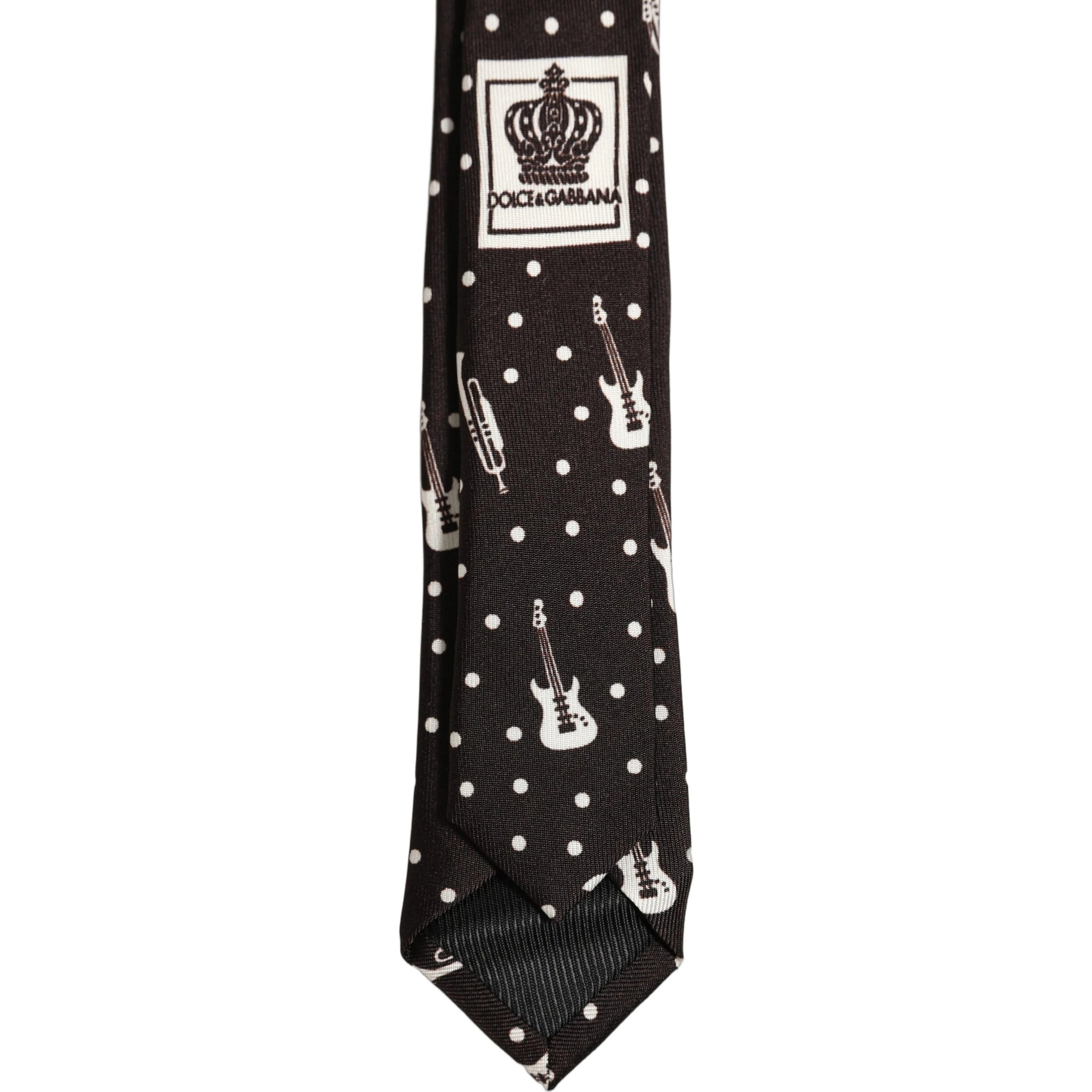 Black Musical Instrument Silk Adjustable Tied Necktie Tie
