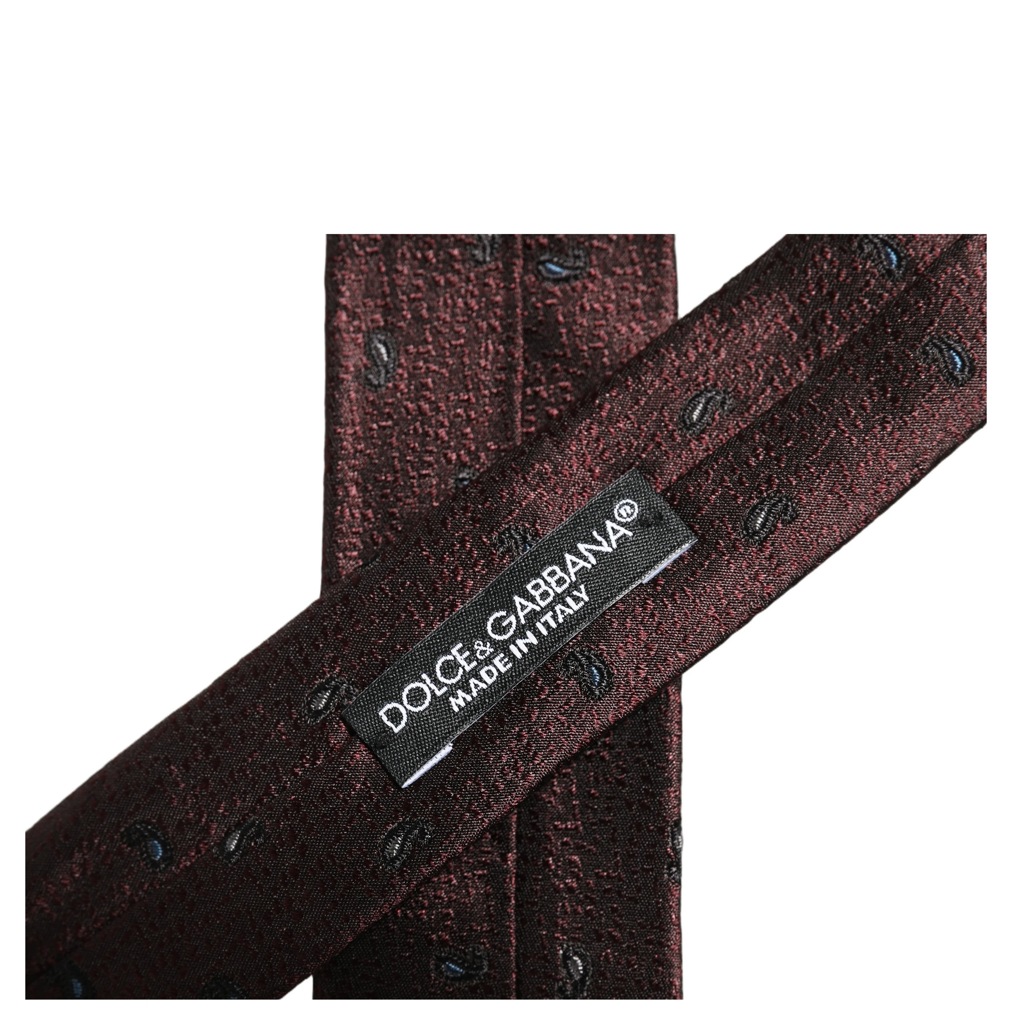Men Burgundy Silk Paisley Adjustable Tied Necktie Tie