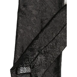 Men Black Silk Tonal Floral Adjustable Tied Necktie Tie