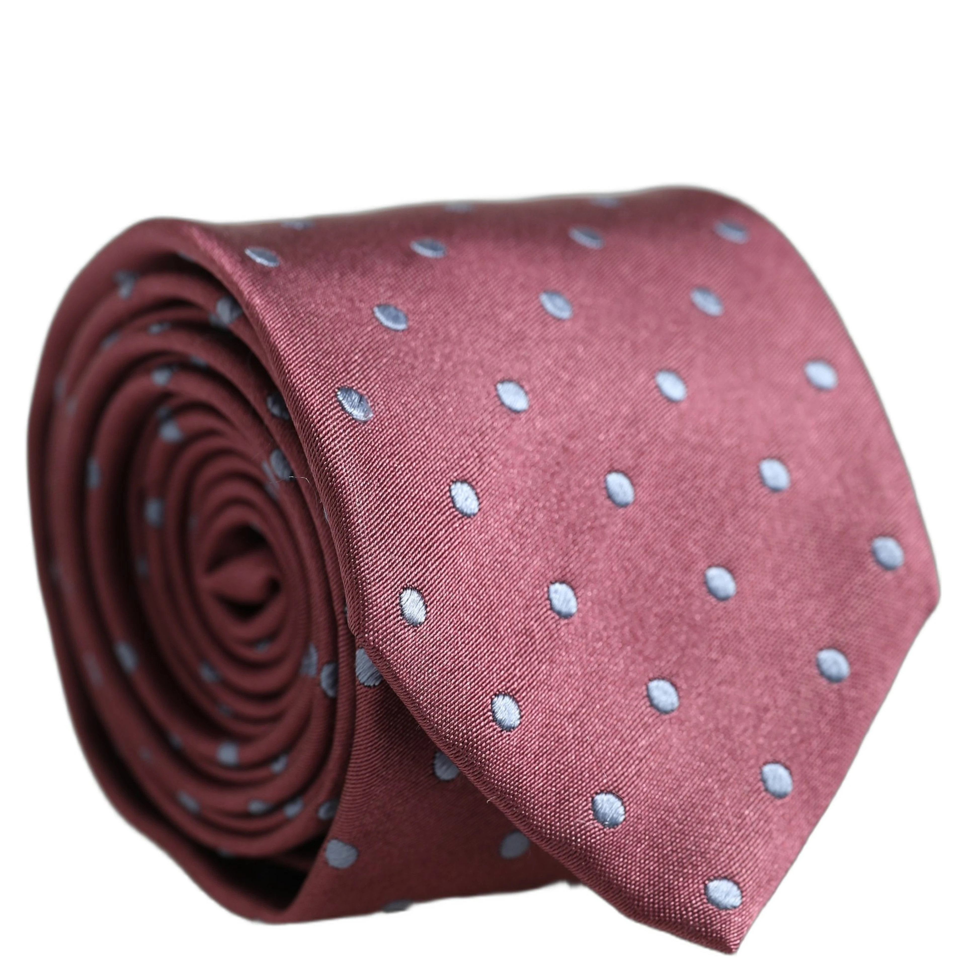 Men Maroon Silk Polka Dot Adjustable Tied Necktie Tie