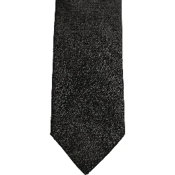 Men Black Silk Geometric Adjustable Tied Necktie Tie