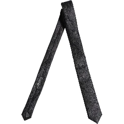 Men Dark Blue Floral Jacquard Adjustable Tied Necktie Tie