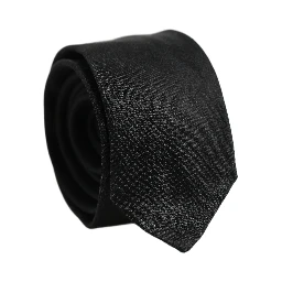 Men Black Satin Silk Classic Adjustable Tied Necktie Tie