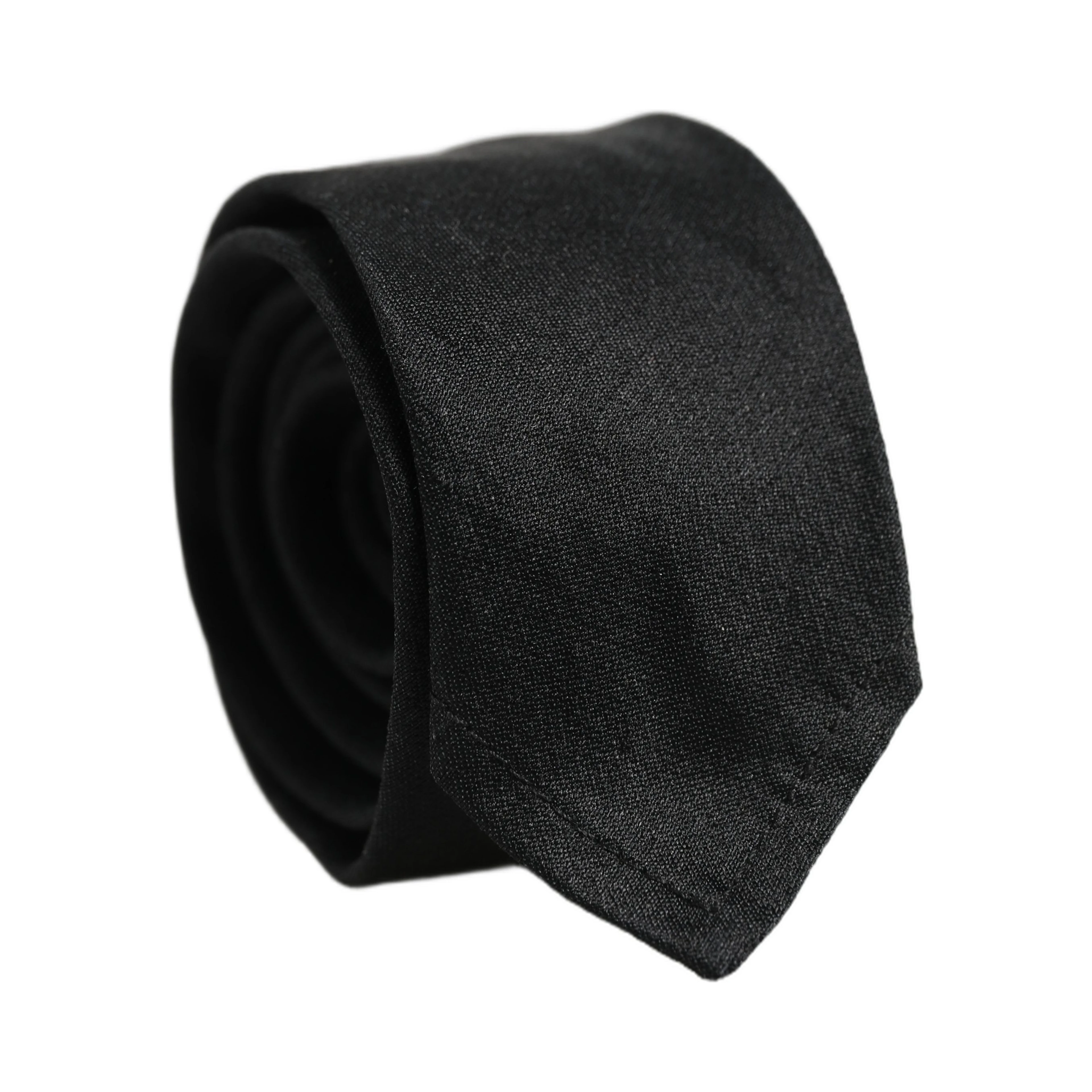 Men Black Satin Silk Classic Adjustable Tied Necktie Tie