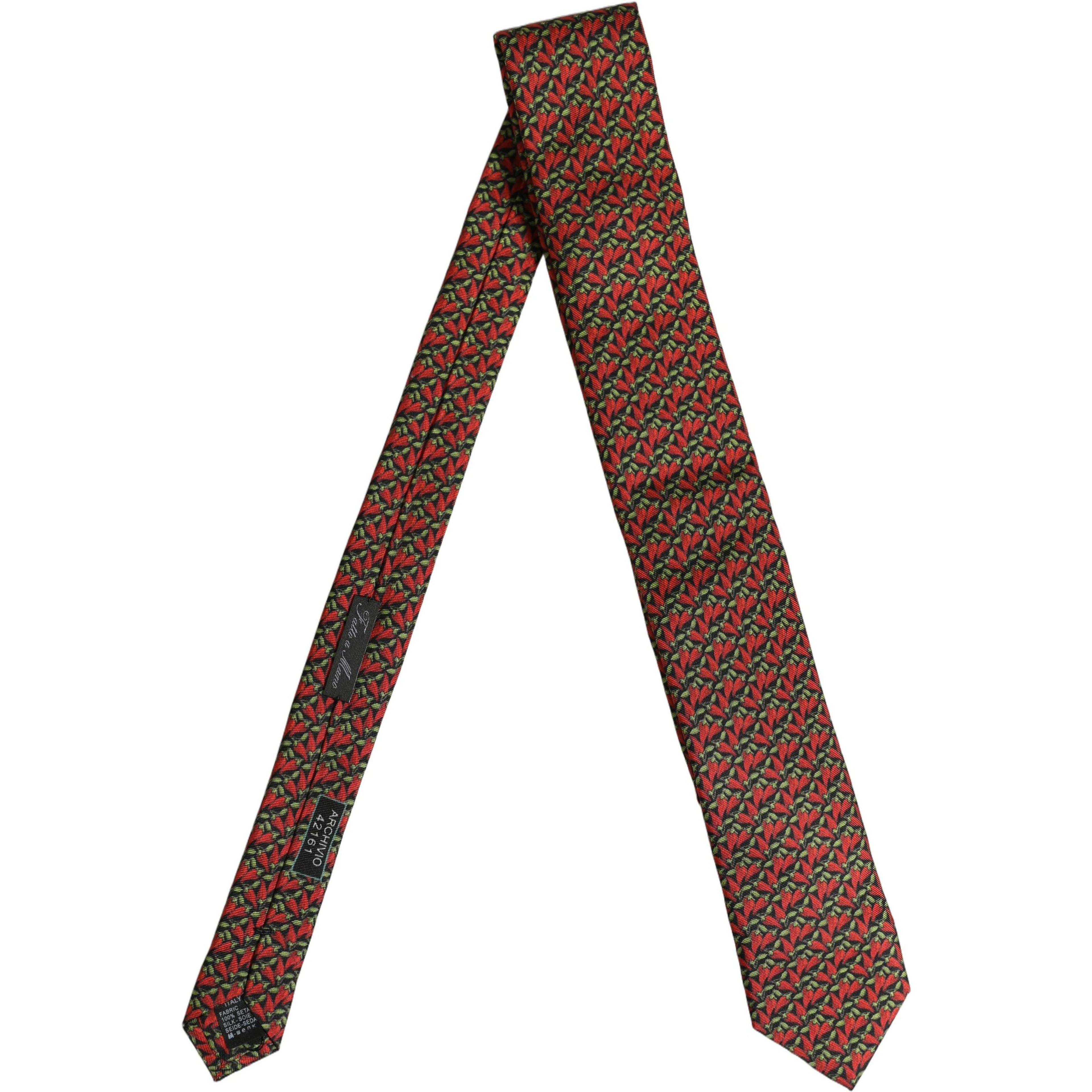 Multicolor Chili Peppers Silk Adjustable Tied Necktie Tie