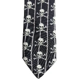 Men Black Silk Skull Fantasy Adjustable Tied Necktie Tie