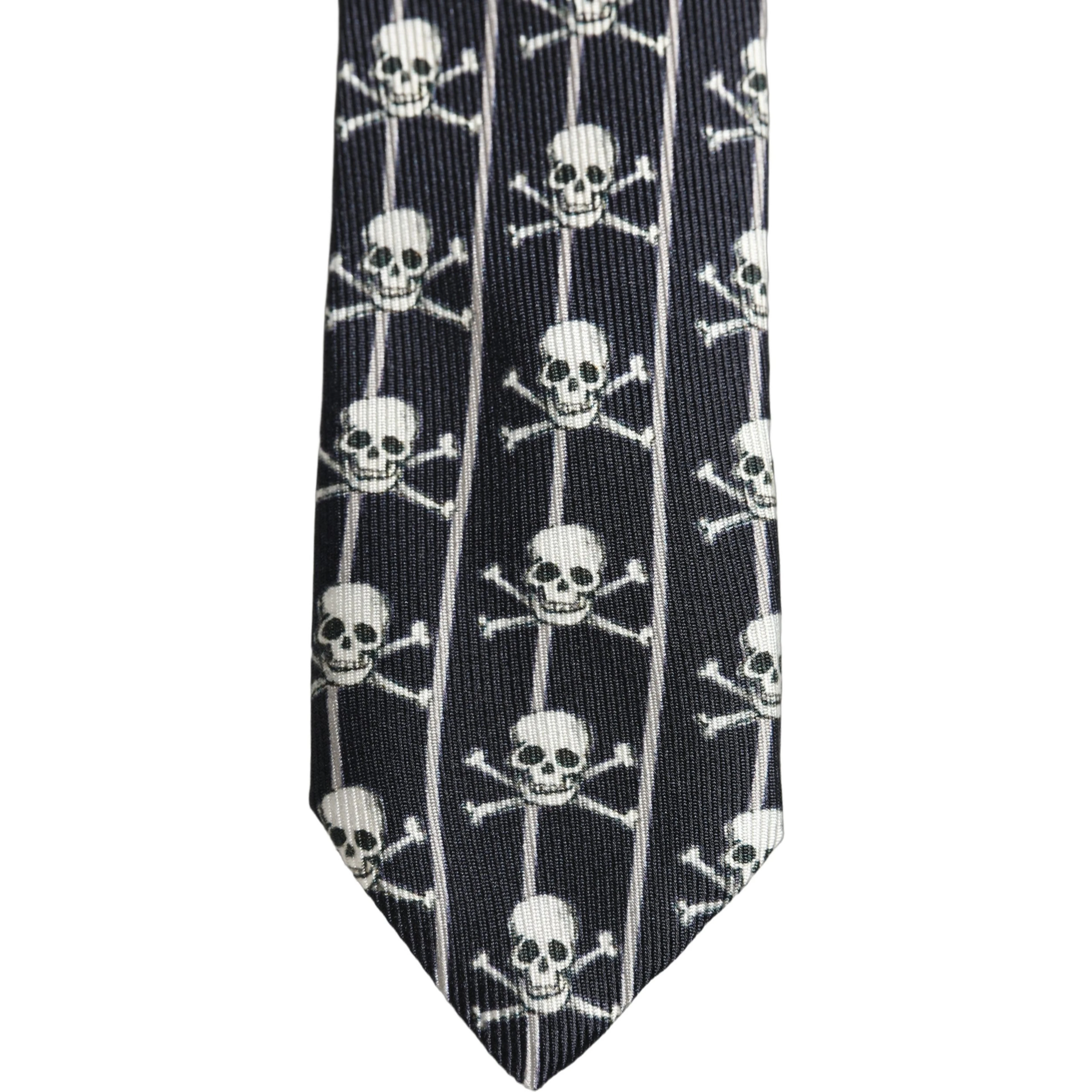 Men Black Silk Skull Fantasy Adjustable Tied Necktie Tie
