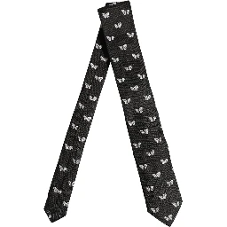 Men Black Silk Butterfly Adjustable Tied Necktie Tie