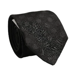 Black Polka Dot Jacquard Silk Adjustable Tied Necktie Tie