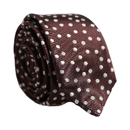 Men Burgundy Polka Dot Silk Adjustable Tied Necktie Tie