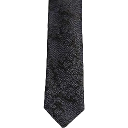 Men Black Floral Jacquard Adjustable Tied Necktie Tie