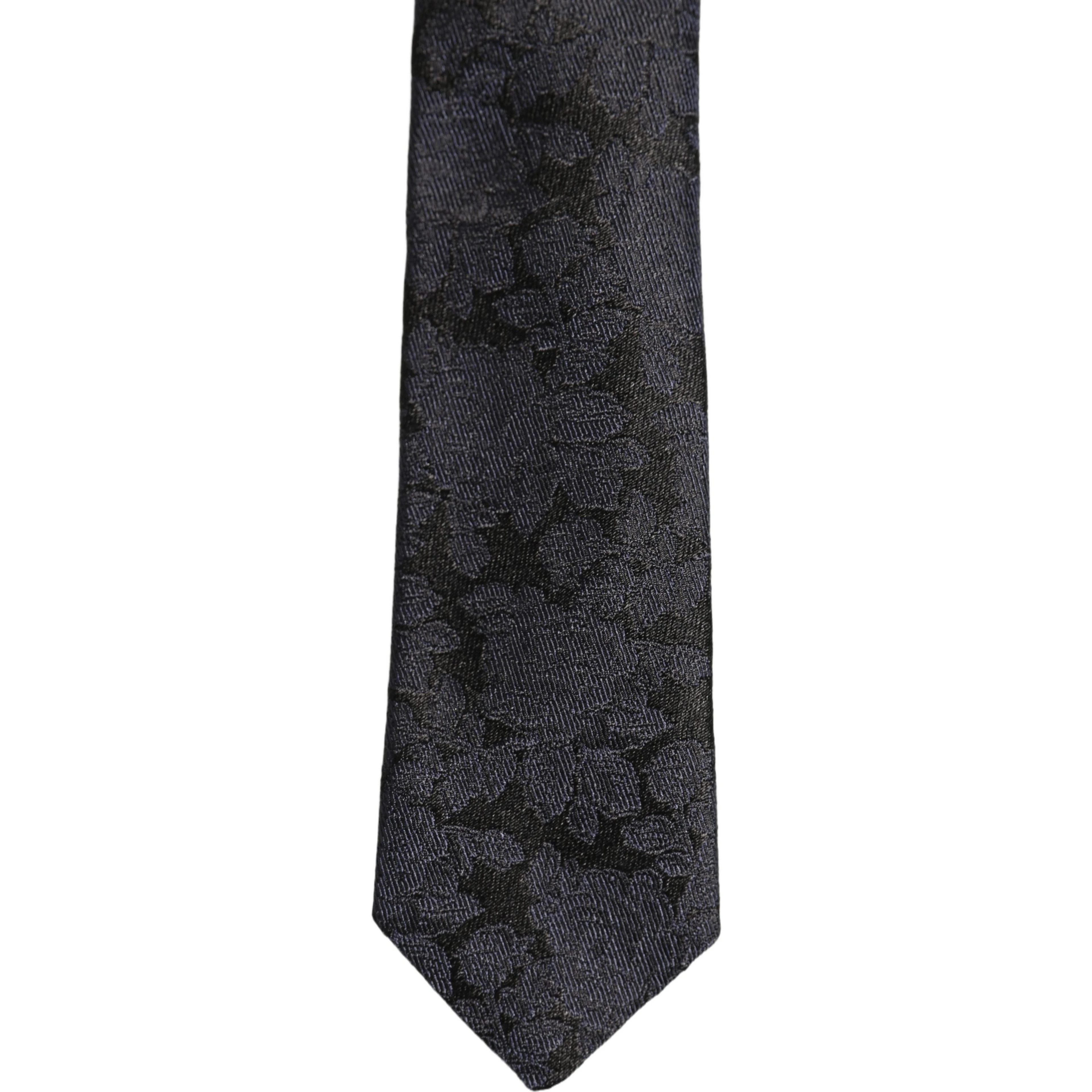 Men Black Floral Jacquard Adjustable Tied Necktie Tie