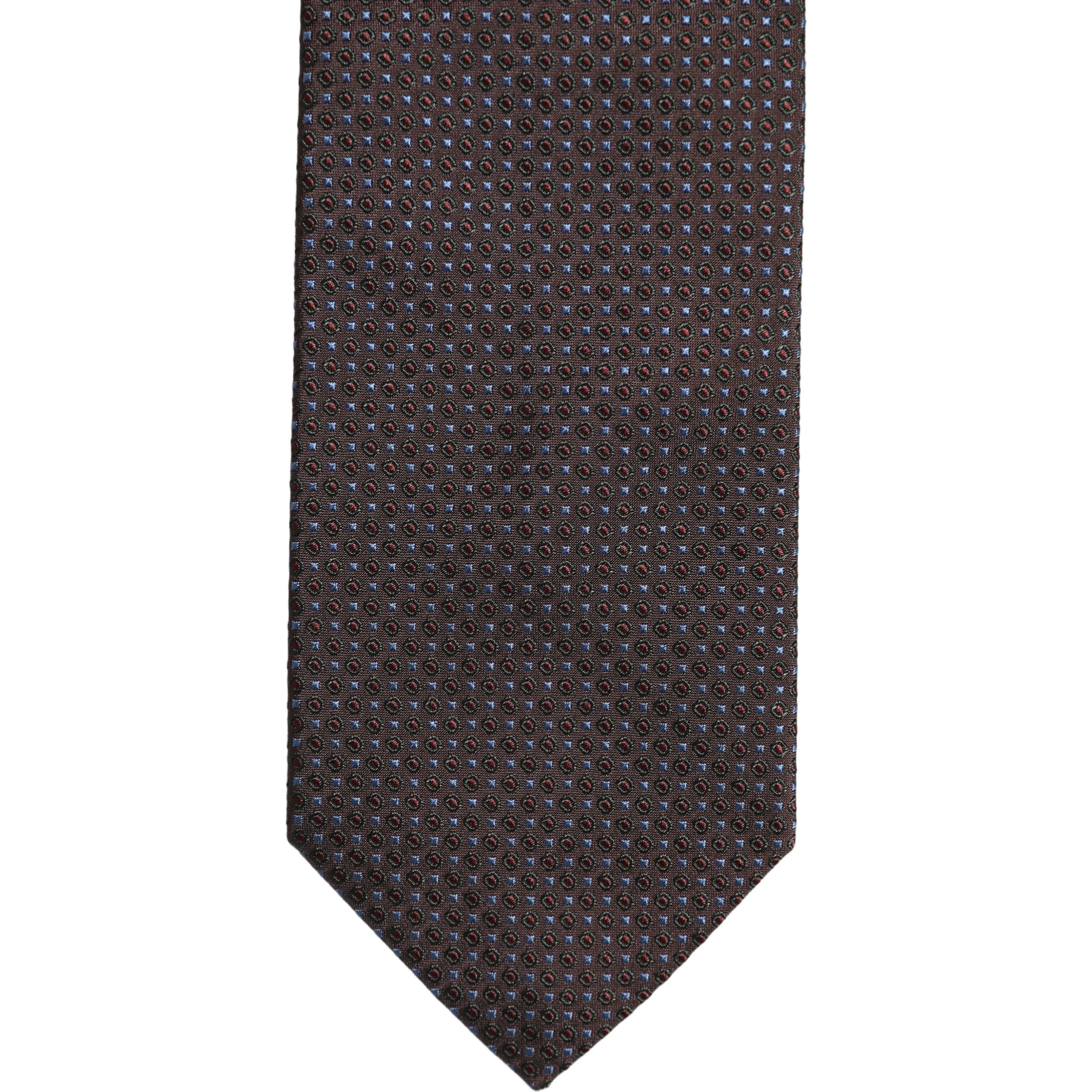 Men Brown Geometric Silk Adjustable Tied Necktie Tie