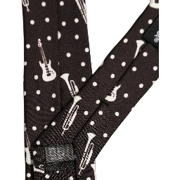Black Musical Instrument Silk Adjustable Tied Necktie Tie