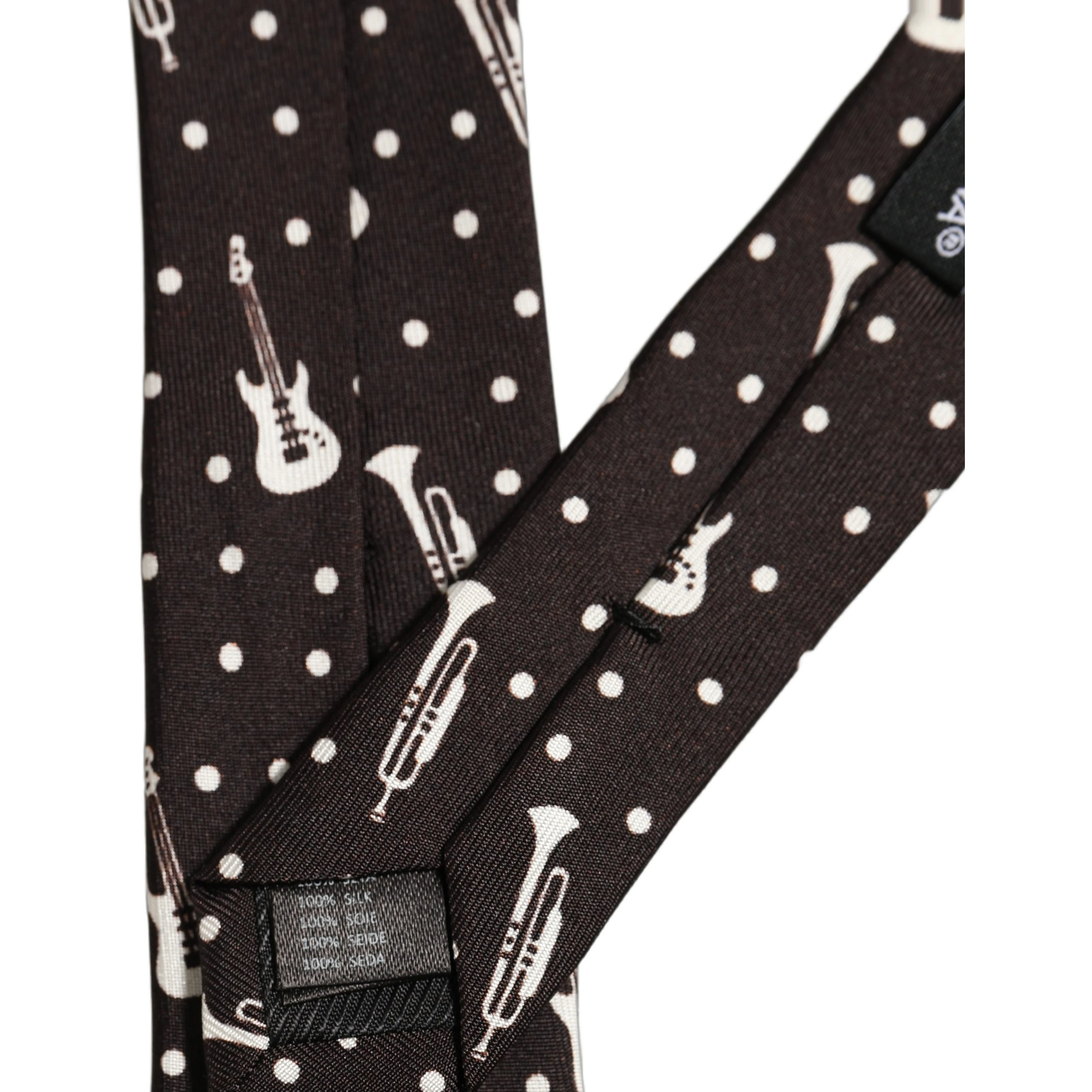 Black Musical Instrument Silk Adjustable Tied Necktie Tie