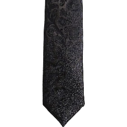 Men Dark Blue Floral Jacquard Adjustable Tied Necktie Tie