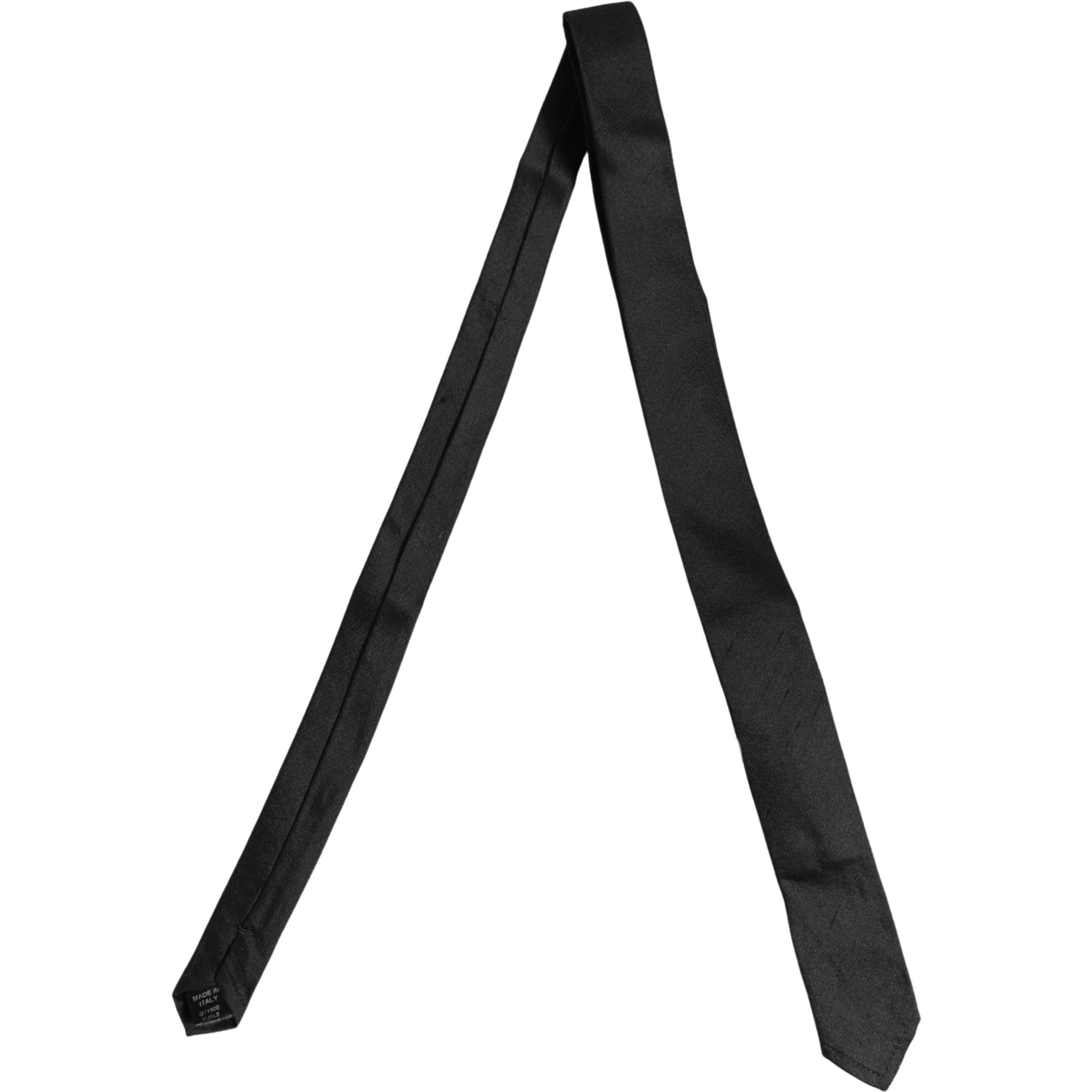 Men Black Satin Silk Classic Adjustable Tied Necktie Tie