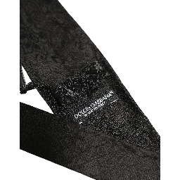 Men Black Silk Tonal Floral Adjustable Tied Necktie Tie