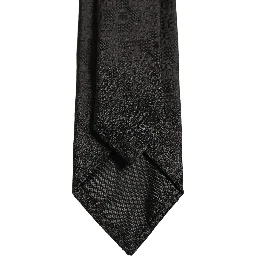 Men Black Silk Geometric Adjustable Tied Necktie Tie