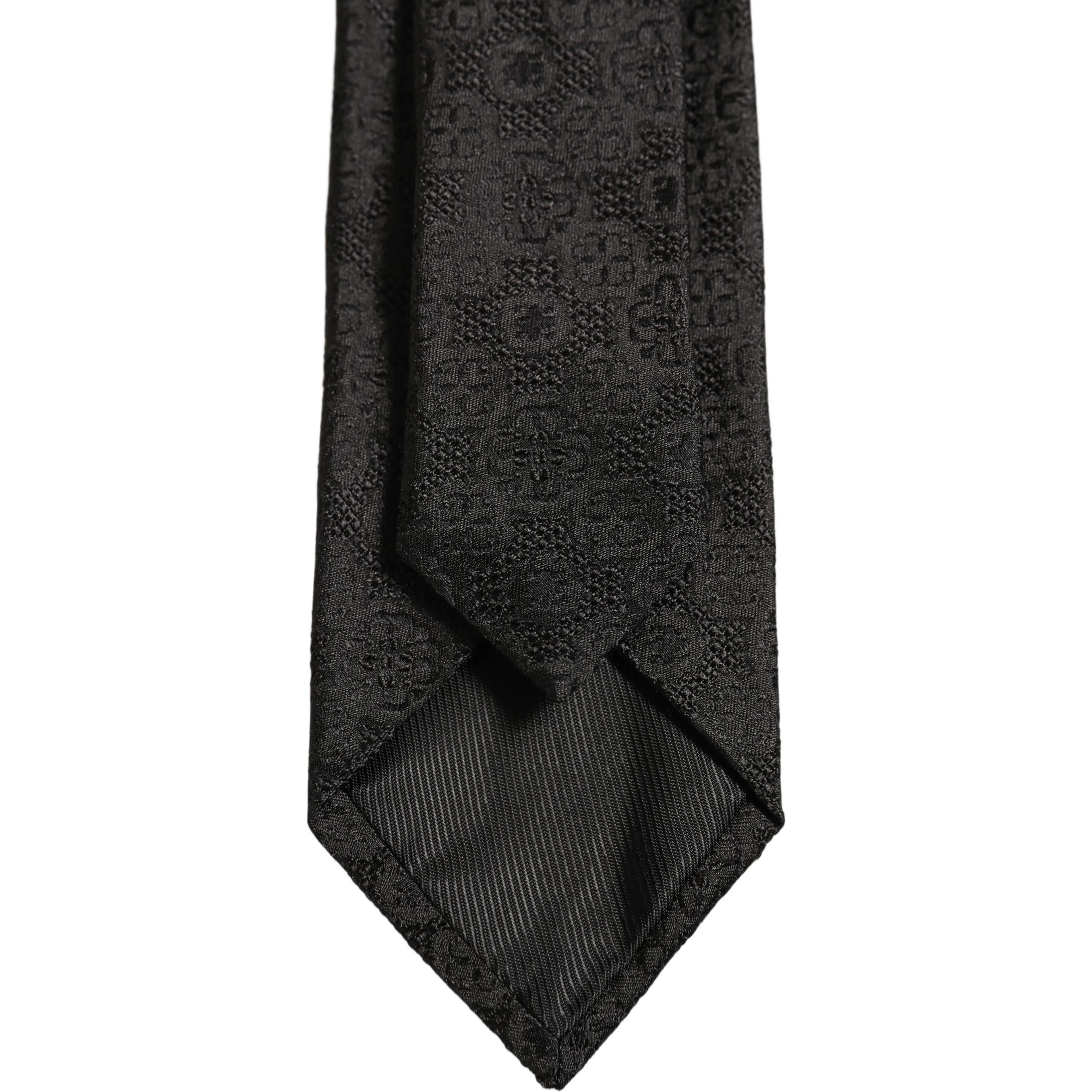 Men Black Silk Geometric Adjustable Tied Necktie Tie