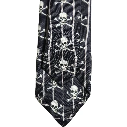 Men Black Silk Skull Fantasy Adjustable Tied Necktie Tie