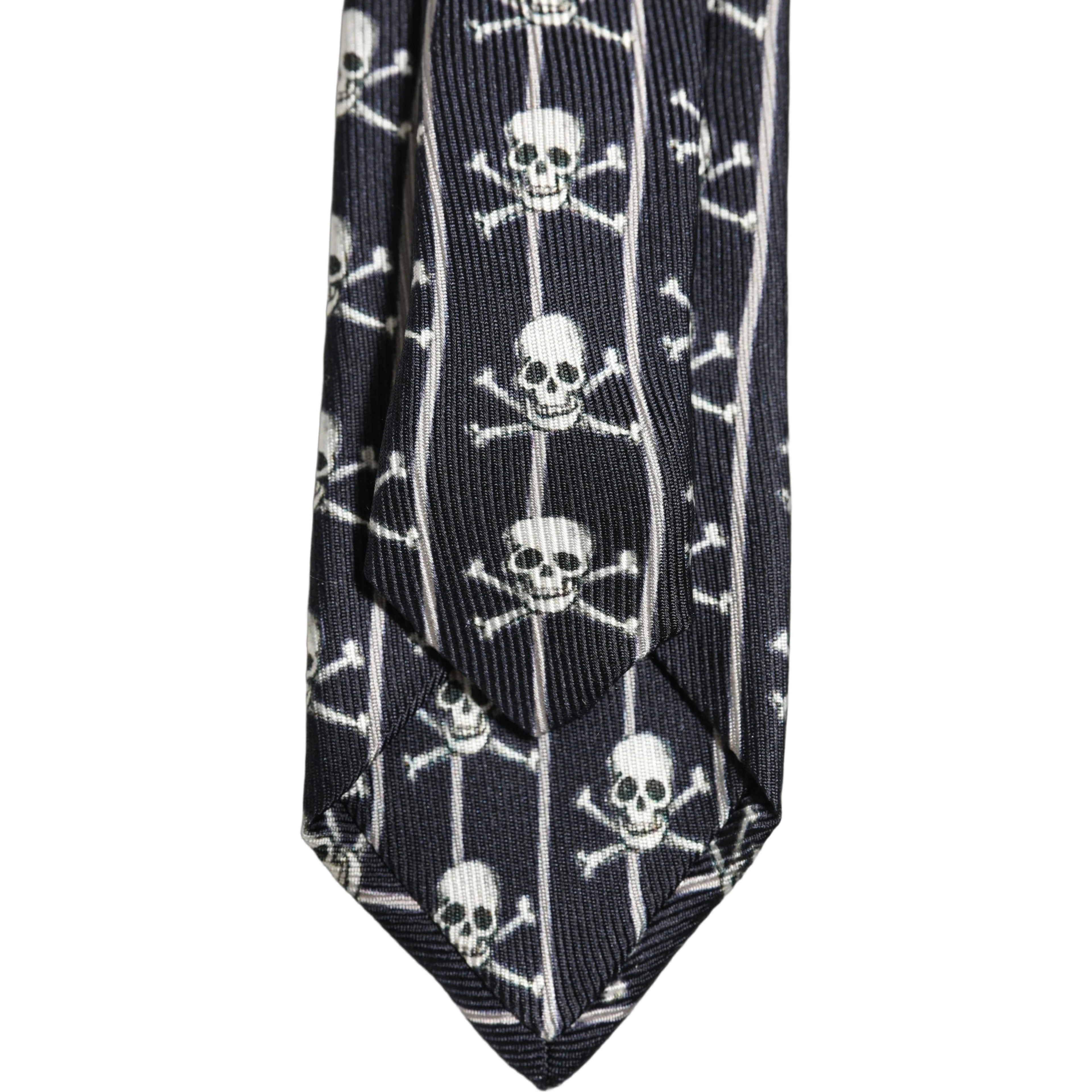 Men Black Silk Skull Fantasy Adjustable Tied Necktie Tie