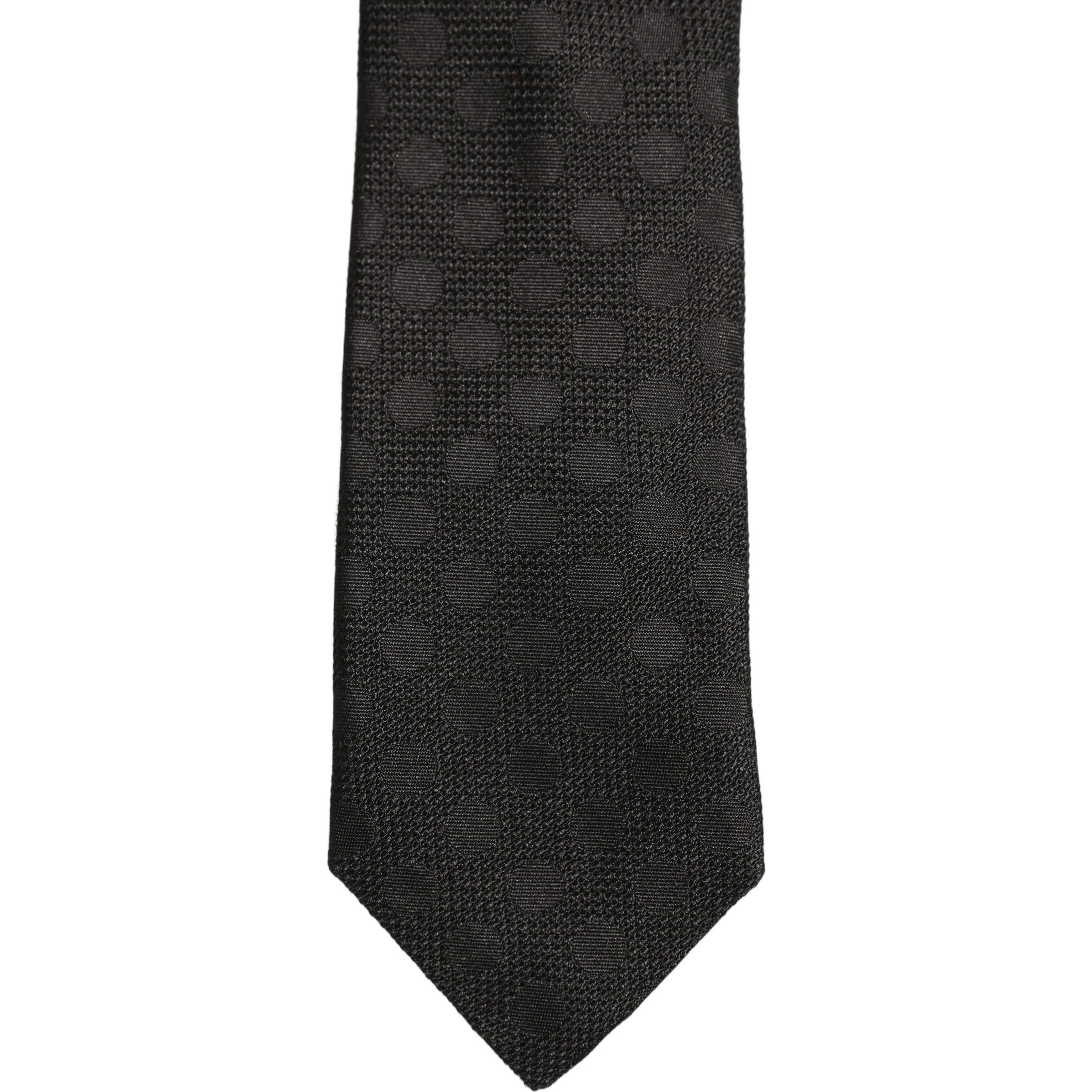 Black Polka Dot Jacquard Silk Adjustable Tied Necktie Tie