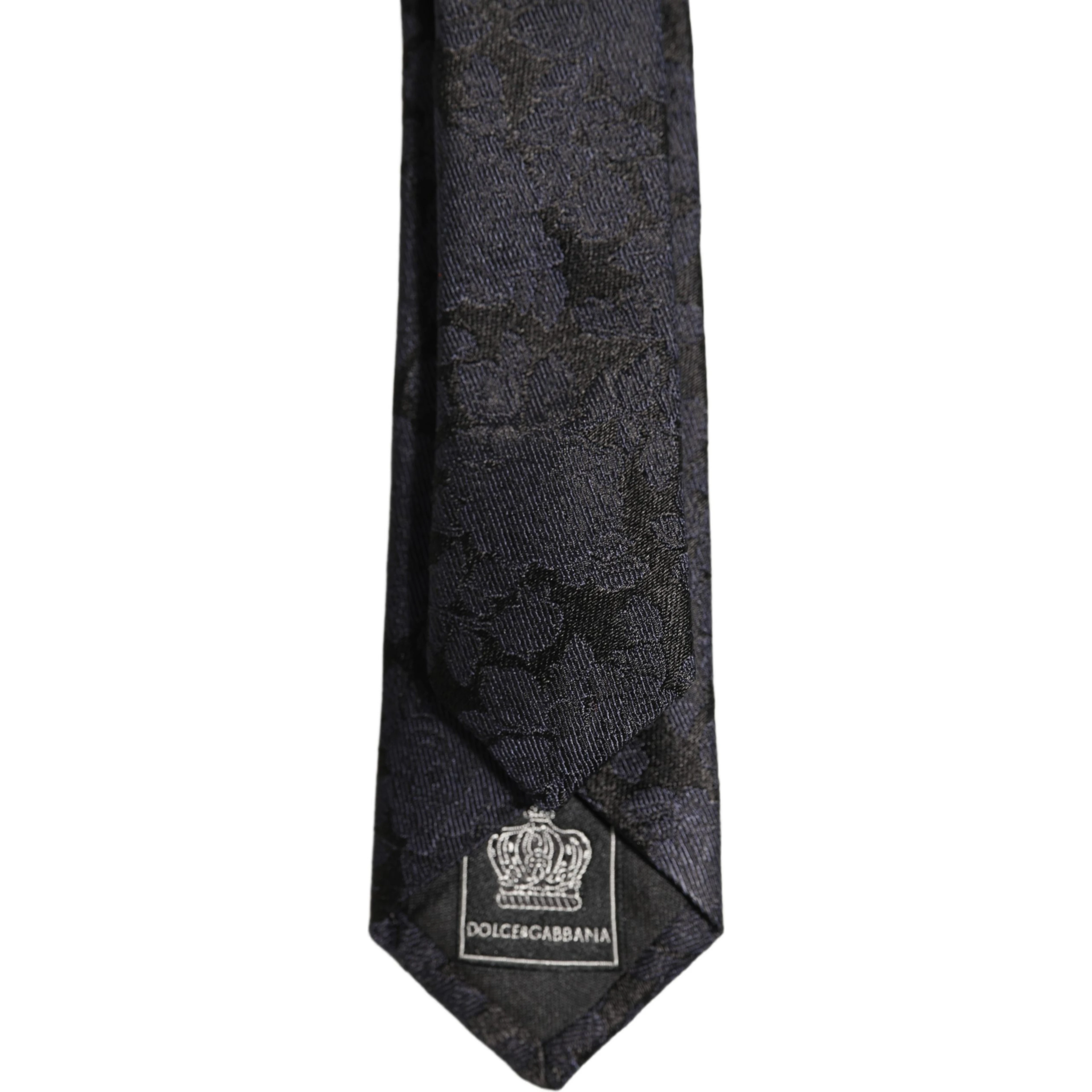 Men Black Floral Jacquard Adjustable Tied Necktie Tie