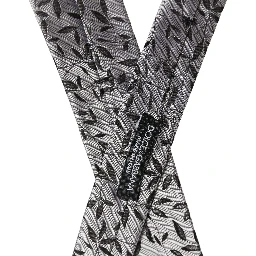Men Gray Silk Leaf Pattern Adjustable Tied Necktie Tie