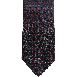 Men Dark Blue Geometric Silk Adjustable Tied Necktie Tie