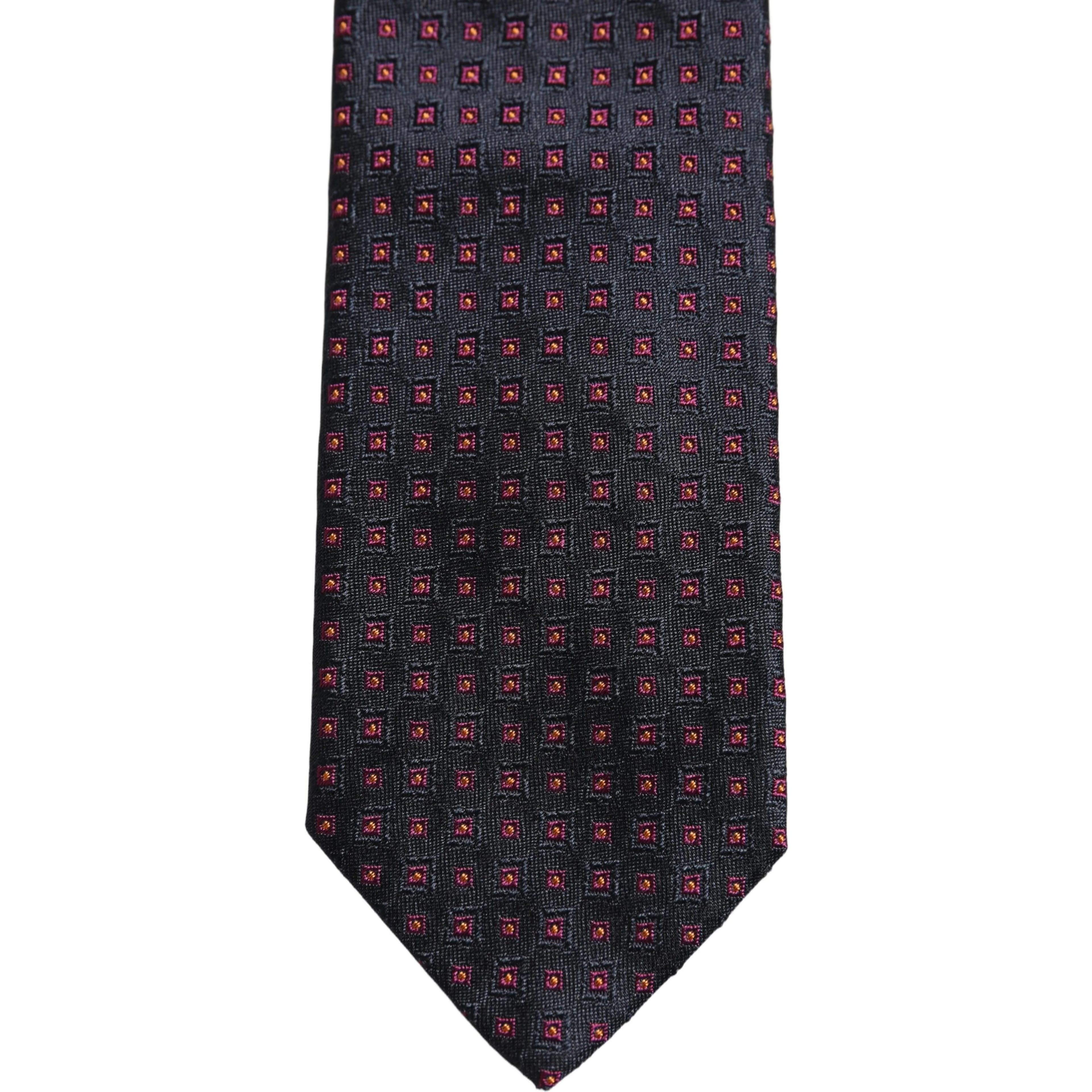 Men Dark Blue Geometric Silk Adjustable Tied Necktie Tie