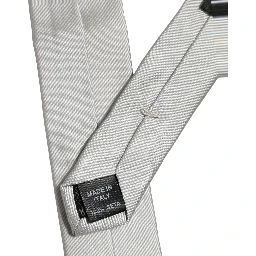 Men Light Gray Textured Silk Adjustable Tied Necktie Tie