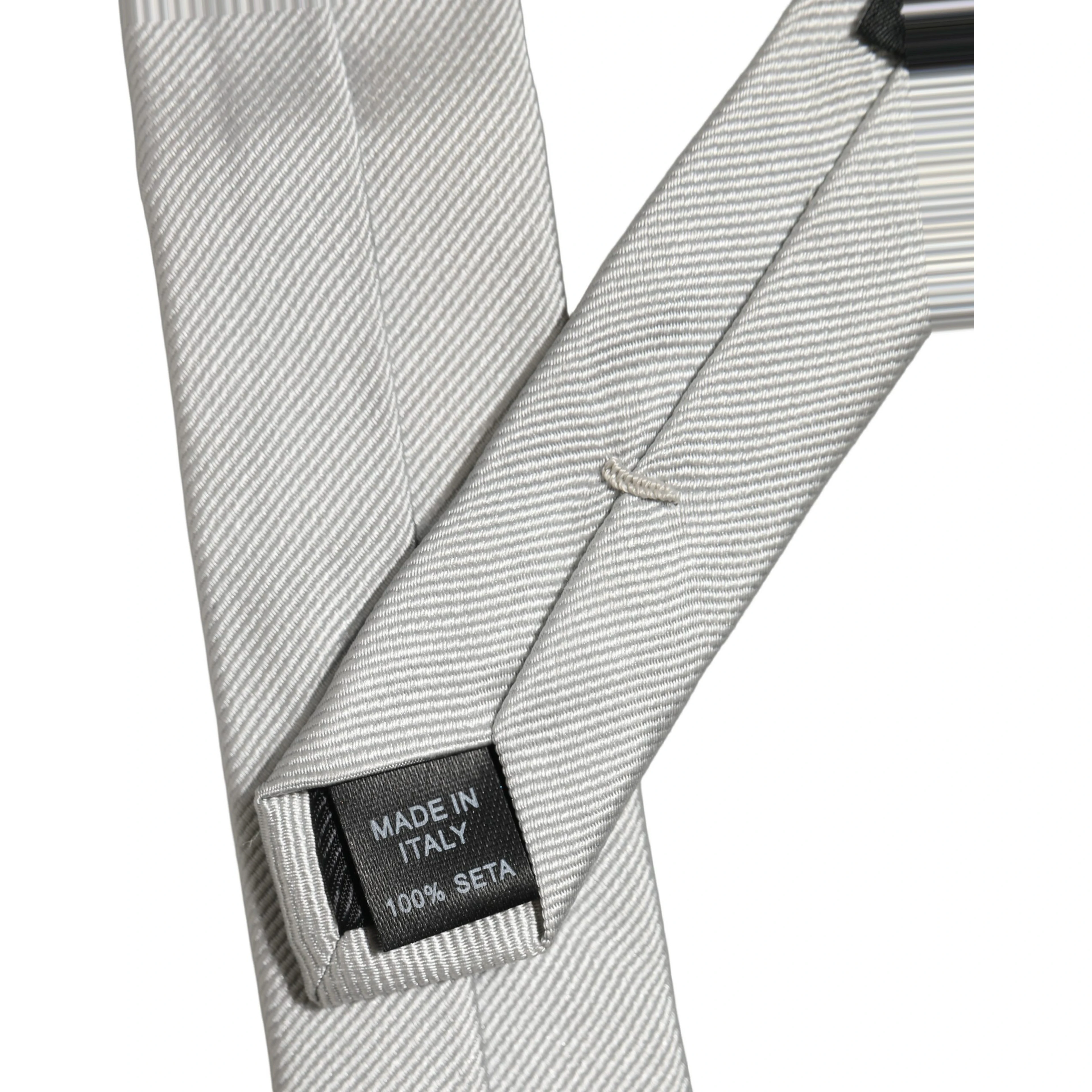 Men Light Gray Textured Silk Adjustable Tied Necktie Tie